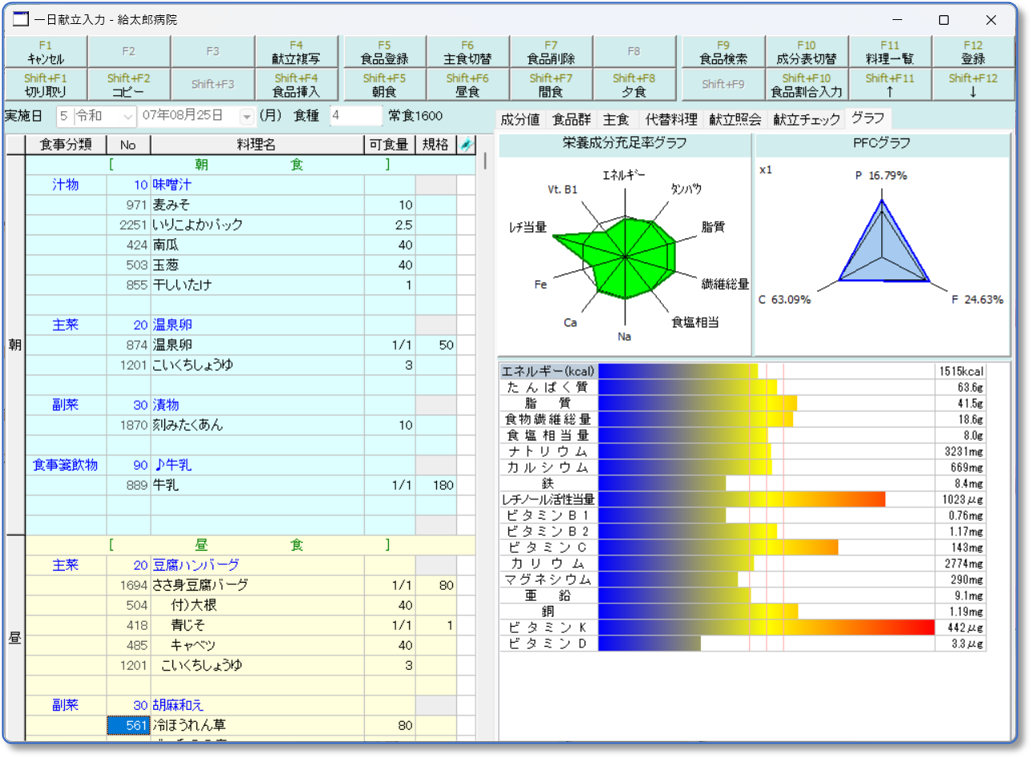 献立管理 画面イメージ2