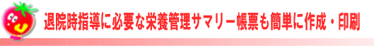 退院時指導に必要な栄養管理サマリー帳票も簡単に作成・印刷